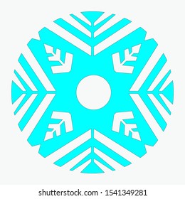 Snowflake Christmas decoration ornament. Winter design element on white background.