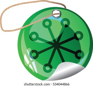 Snowflake christmas flat paper decoration ornaments with reflective surface. Vector Illustration