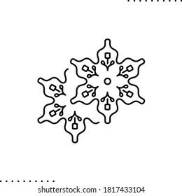A snowflake Christmas gingerbread vector icon in outline