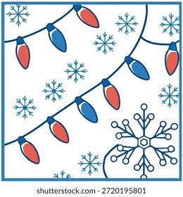 Floco de neve e luzes de Natal padrão de telha sem costura com acentos de inverno espumante conceito como luzes de Natal espumantes emparelhadas com flocos de neve criar um padrão de telha sem costura com acentos de inverno vibrantes para decoração festiva no Photo Stock Concept e espaço vazio no lado esquerdo, sem texto —ar 7:2 —azulejo