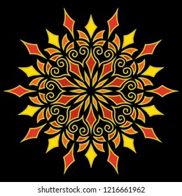 Snowflake Christmas New Year doodles sketch color