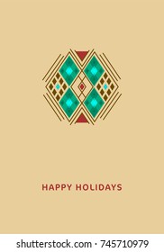 Snowflake. Christmas and New Year greeting card, tag or badge, Scandinavian style. Stock vector.