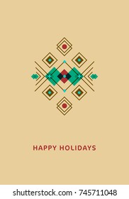 Snowflake. Christmas and New Year greeting card, tag or badge, Scandinavian style. Stock vector.