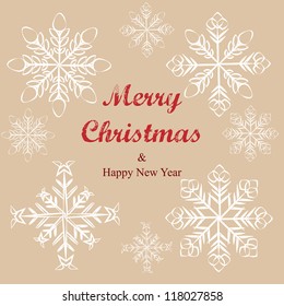 Snowflake christmas and new year seamless  greeting card design.