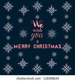 Snowflake christmas and new year seamless greeting card design.