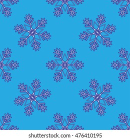 Snowflake Christmas and New Year seamless pattern