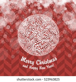  Snowflake Christmas Ornaments Red Background. Merry Christmas. Vector illustration