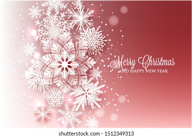 Snowflake Christmas party invitation paper cut Winter holiday greeting card