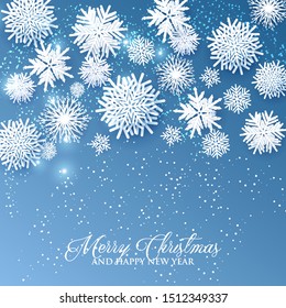 Snowflake Christmas party invitation paper cut Winter holiday greeting card