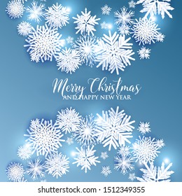 Snowflake Christmas party invitation paper cut Winter holiday greeting card