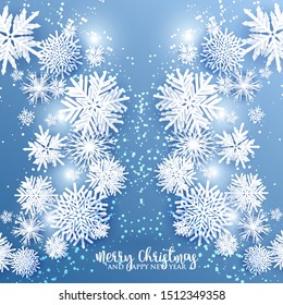 Snowflake Christmas party invitation paper cut Winter holiday greeting card