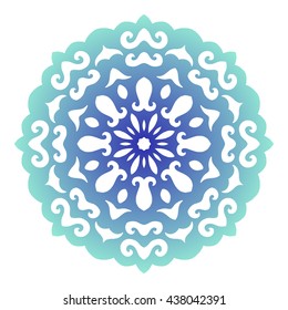 Snowflake. Christmas pattern. Circular ornament. Decorative lace. Vector