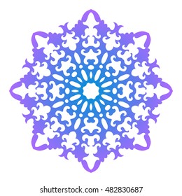 Snowflake. Christmas pattern. Circular ornament. Decorative lace. Vector