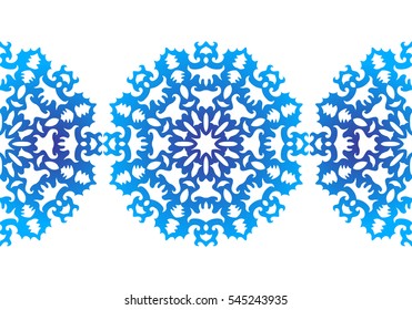 Snowflake. Christmas pattern. Circular ornament. Decorative lace.