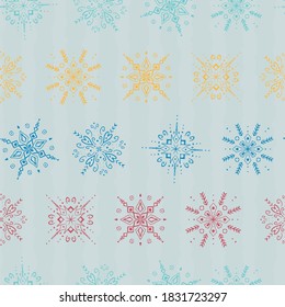 Snowflake Christmas Seamless Pattern. Vector illustration. 