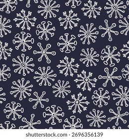 Snowflake Christmas Seamless Pattern. Xmas Wallpaper Design. Snowflakes Vector Illustration. Winter Holiday Print Template for Wrapping Paper, Textile, Gifts, Fabric. Not AI