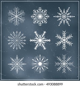 Snowflake christmas set over beautiful background vector illustration. Christmas design elements.
