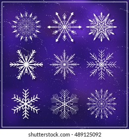 Snowflake christmas set vector illustration. Christmas design elements.