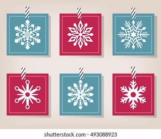 Snowflake christmas set vector illustration. Christmas design elements.