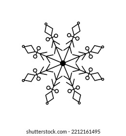 Snowflake Navidad simple doodle ilustración de vector lineal a mano, vacaciones de invierno elementos de Año Nuevo para temporadas tarjetas de felicitación, invitaciones, banner, afiche, pegatinas