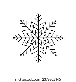 Snowflake Navidad simple doodle ilustración de vector lineal a mano, vacaciones de invierno elementos de Año Nuevo para temporadas tarjetas de felicitación, invitaciones, banner, afiche, pegatinas