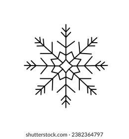 Snowflake Navidad simple doodle ilustración de vector lineal a mano, vacaciones de invierno elementos de Año Nuevo para temporadas tarjetas de felicitación, invitaciones, banner, afiche, pegatinas