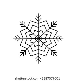 Snowflake Navidad simple doodle ilustración de vector lineal a mano, vacaciones de invierno elementos de Año Nuevo para temporadas tarjetas de felicitación, invitaciones, banner, afiche, pegatinas