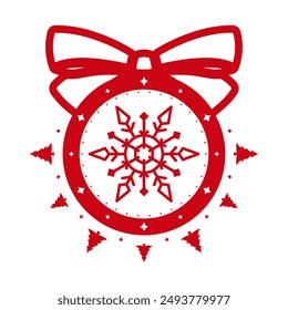 Snowflake. Christmas stamp design. Template for Xmas handmade gifts. Vector illustration.