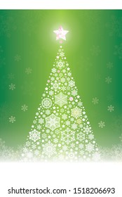 Snowflake Christmas tree. Green color.