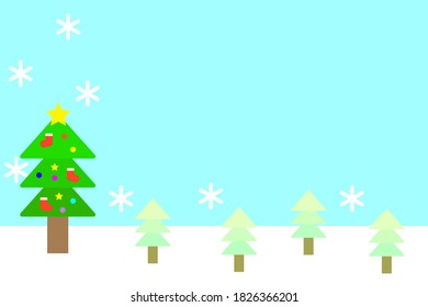 Copo de nieve y árbol de Navidad. Ilustración vectorial.