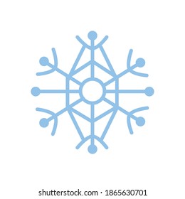 snowflake, christmas and winter concept, blue line style vector illustration design