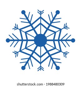 Snowflake Christmas winter decoration isolated on white background. Icon, simple ornament, ice. Seasonal symbol. . Vector illustration 