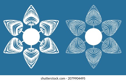 Snowflake Christmas winter tree, white ice crystal snowflake for decoration and design, simple vector illustration