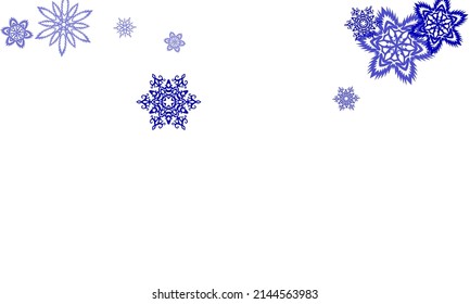 Snowflake and circle elements vector illustration, chaotic winter confetti scatter banner poster background. Colorful gradient snow flakes falling winter vector background in pink purple, blue, grey.