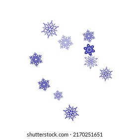 Snowflake and circle elements vector illustration, chaotic winter confetti scatter banner poster background. Chaotic winter snow confetti scatter flyer background.