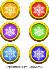 snowflake circle glossy web icon