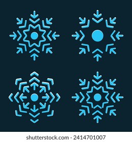 snowflake circle type of vector design in board four items
