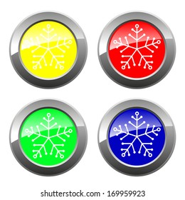 Snowflake circle web glossy icon