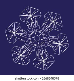 snowflake close-up. Christmas symbol, Vector illustration. 
