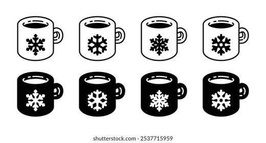 Snowflake xícara de café Natal chá quente desenho animado ilustração