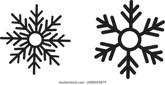 Snowflake collection. Flat design. Snowflakes template. Winter atmosphere. Different shape sign symbol. Vector Illustration. Black snowflakes set, winter vector illustration. Childish style. Isolated.