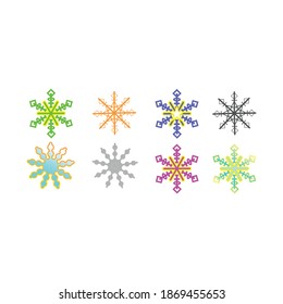 snowflake, a collection of snowflakes with various colors and variations