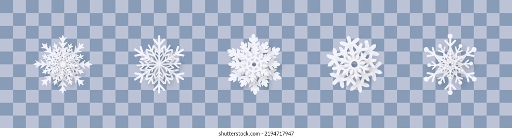 Snowflake collection. Vector illustration. Merry Christmas. 3D snowflakes with a shadow. EPS 10.