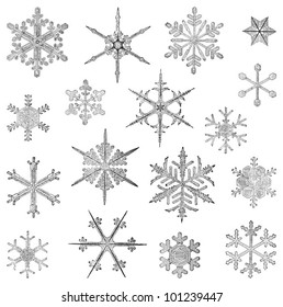 Snowflake Collection / Vintage Illustration From Meyers Konversations-Lexikon 1897