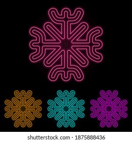 snowflake color neon set. Simple thin line, outline vector of web icons for ui and ux, website or mobile application