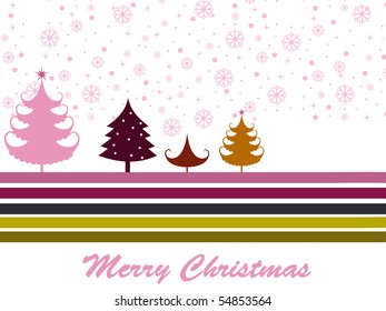 snowflake, colorful lines background with christmas tree