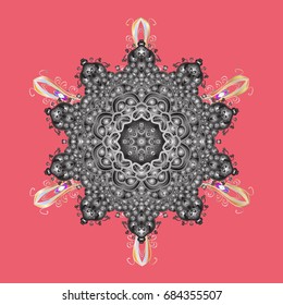 Snowflake colorful pattern. Flat design with abstract snowflakes isolated on colors background. Vector illustration. Snowflakes pattern. Vector snowflakes background.