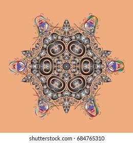 Snowflake colorful pattern. Flat design with abstract snowflakes isolated on colors background. Vector illustration. Snowflakes pattern. Vector snowflakes background.