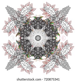 Snowflake colorful pattern. Flat design with abstract snowflakes isolated on colors background. Snowflakes pattern. Vector snowflakes background. Vector illustration.