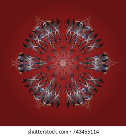 Snowflake colorful pattern. Flat design with abstract snowflakes isolated on colors background. Snowflakes pattern. Vector snowflakes background. Vector illustration.